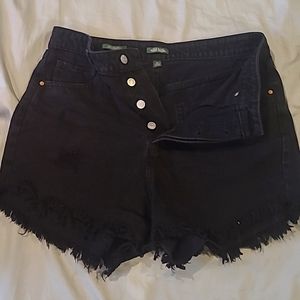 Black denim shorts